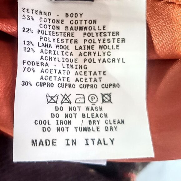 Etro Brown Paisley Velvet Trim Cotton Wool Long Coat Jacket - Picture 8 of 8